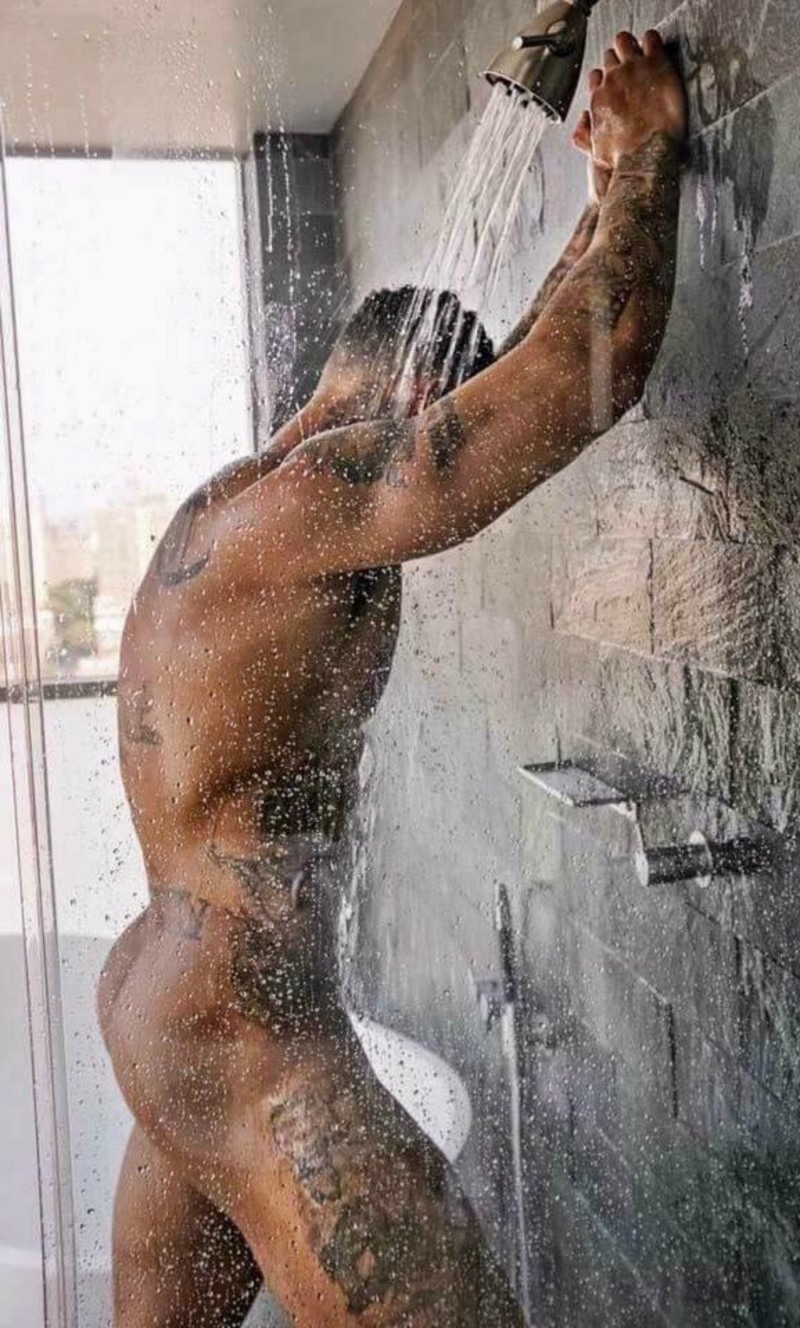 Naked ass guys in the shower