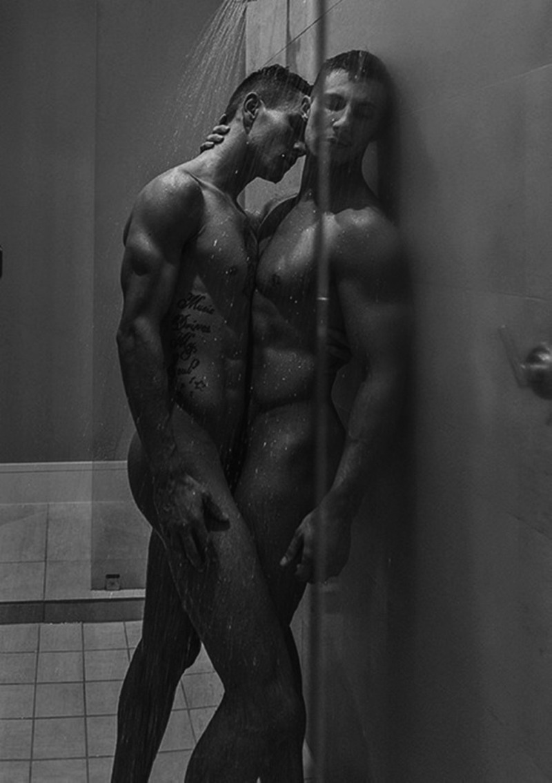 Naked sports guys in the shower