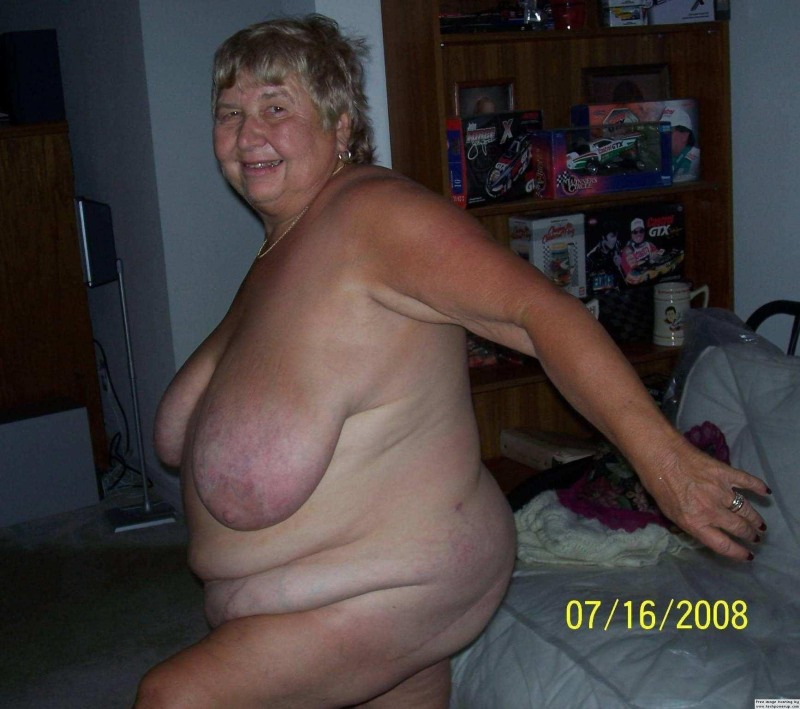 Big breasts of fat old women