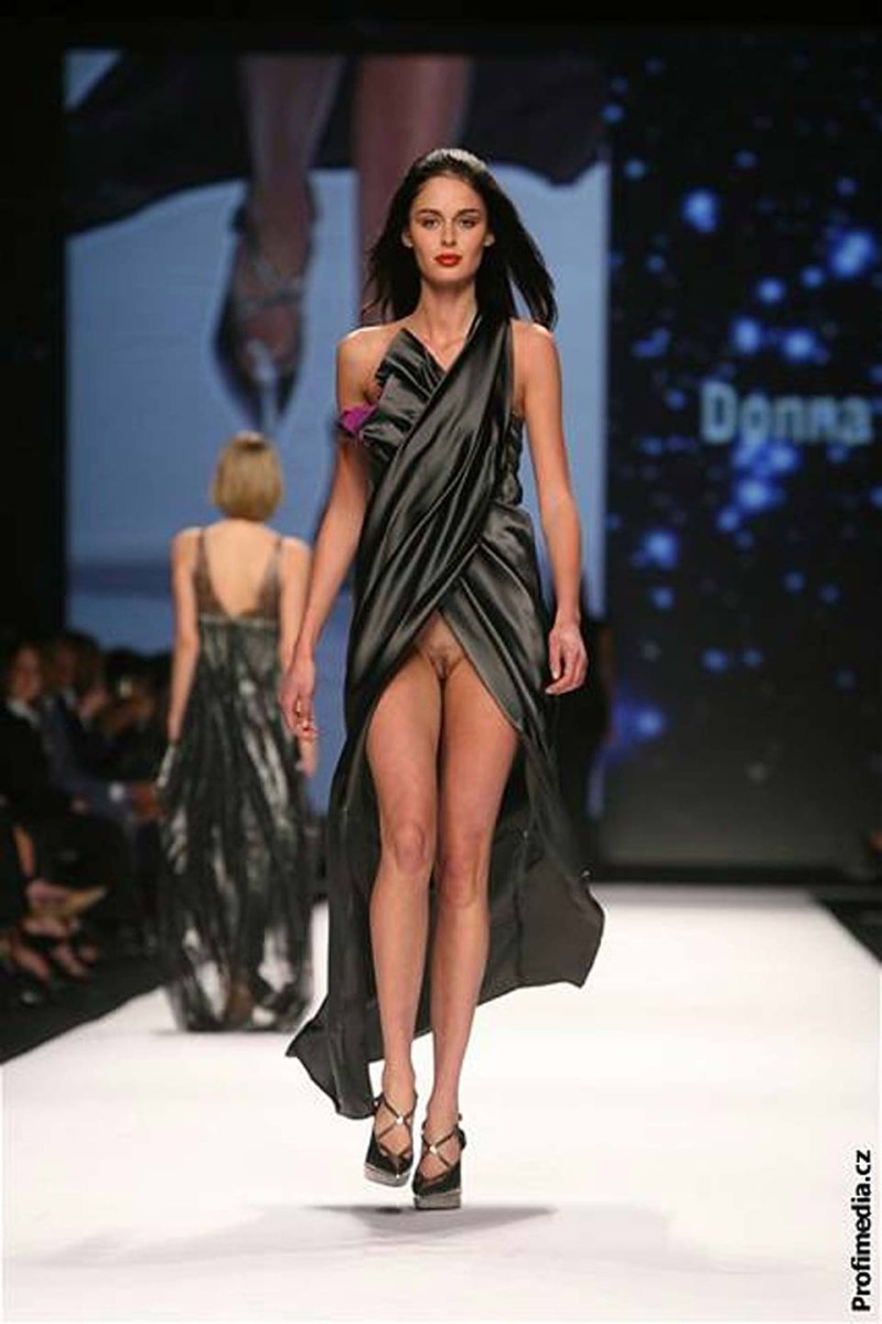 Naked fashion models on the catwalk