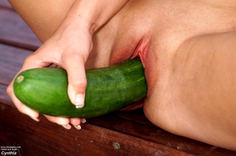 Big cucumber in vagina