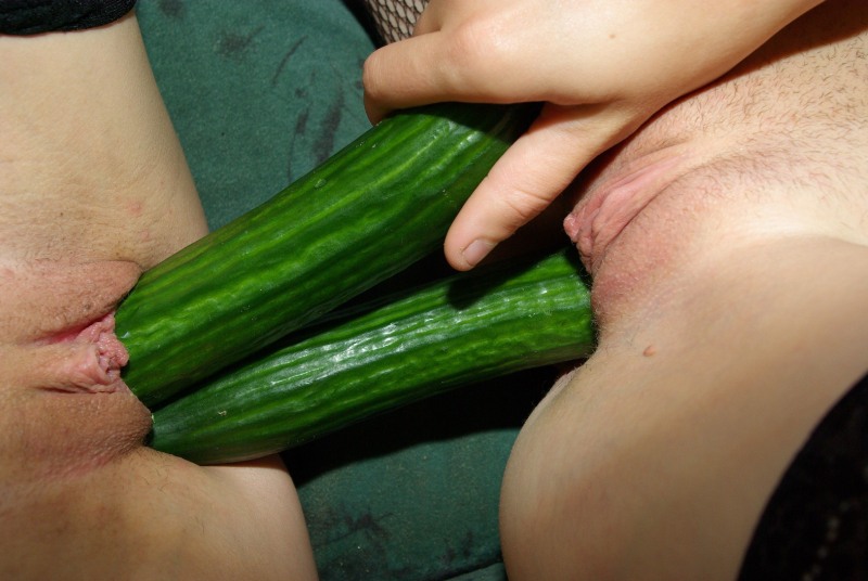 Girl with cucumber in pussy