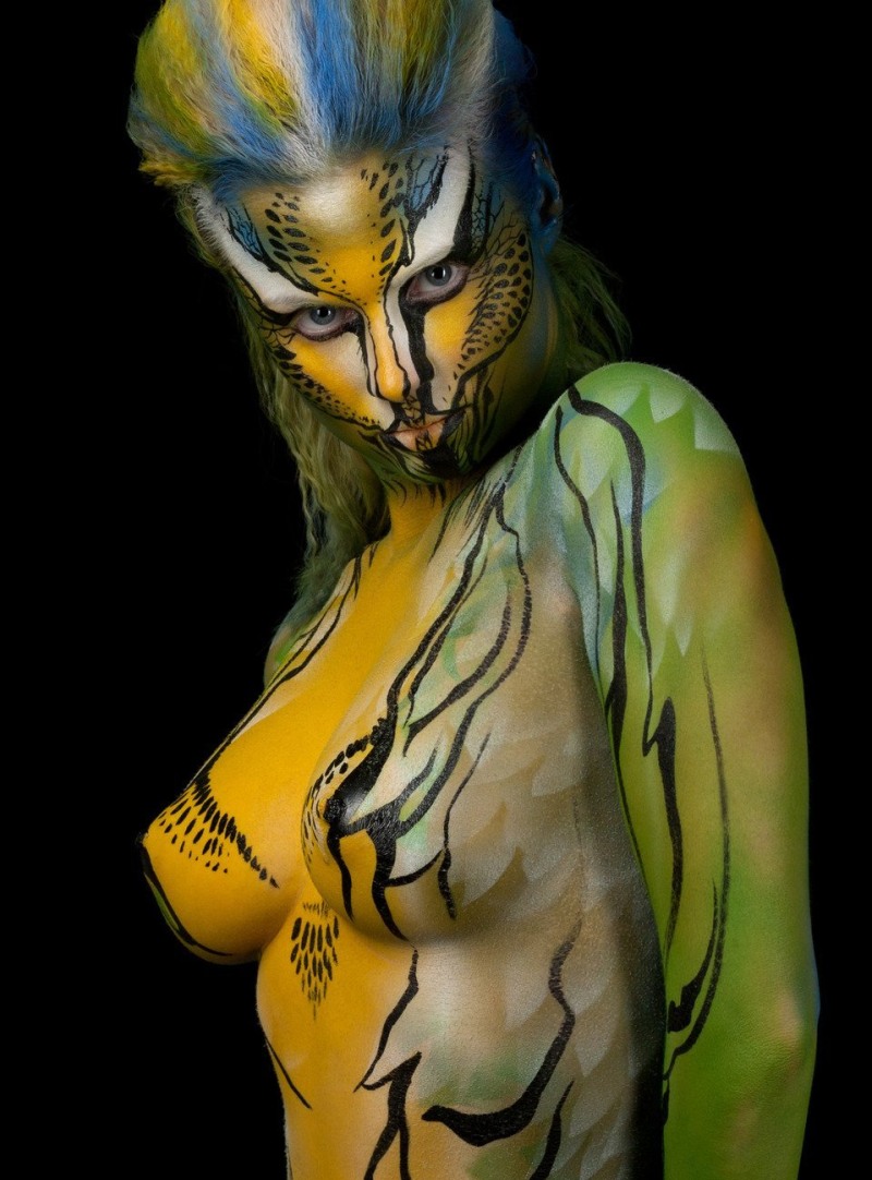Female body in the paint of nude