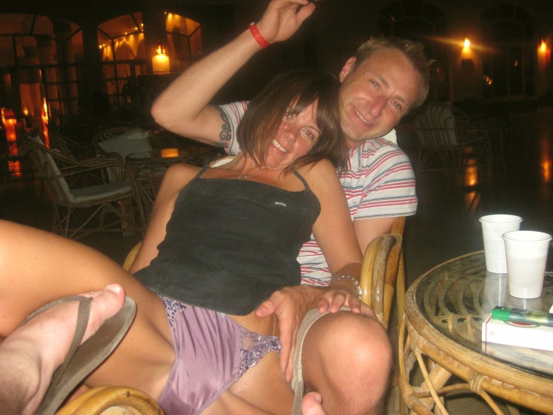 Wife without panties in front of a friend