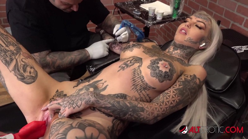 Pornstar with a tattoo on the face