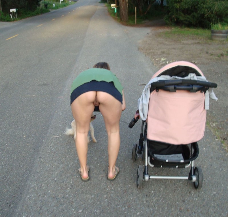 Young mothers on a walk nude