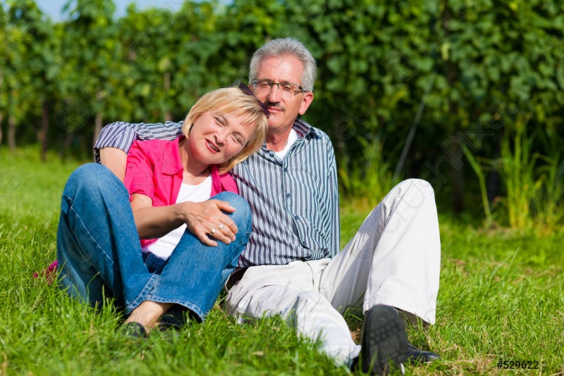 Beautiful mature couples in the village
