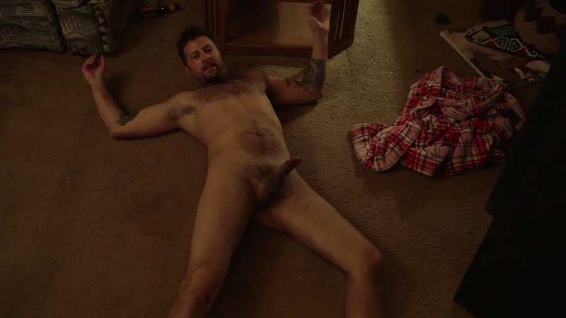 Naked men pumped on the beach