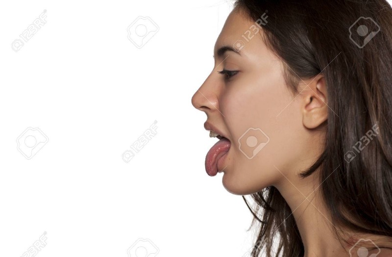 Girl with an open mouth on the side