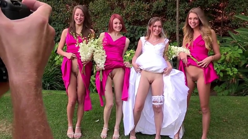 Bride's girlfriends without panties