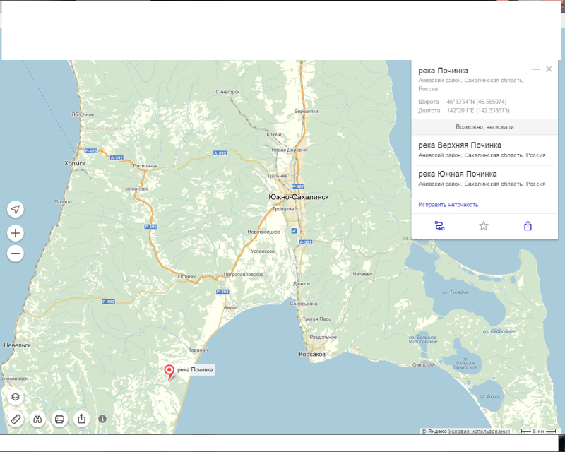 Susuya on Sakhalin map