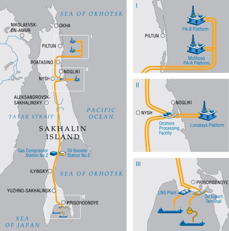 The map of the Far East with cities detailed
