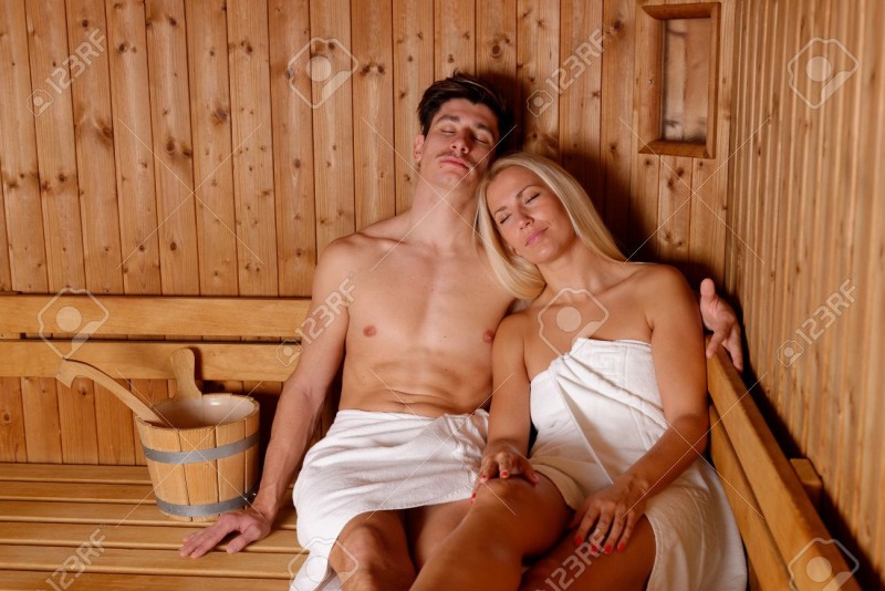 Adult women in the sauna