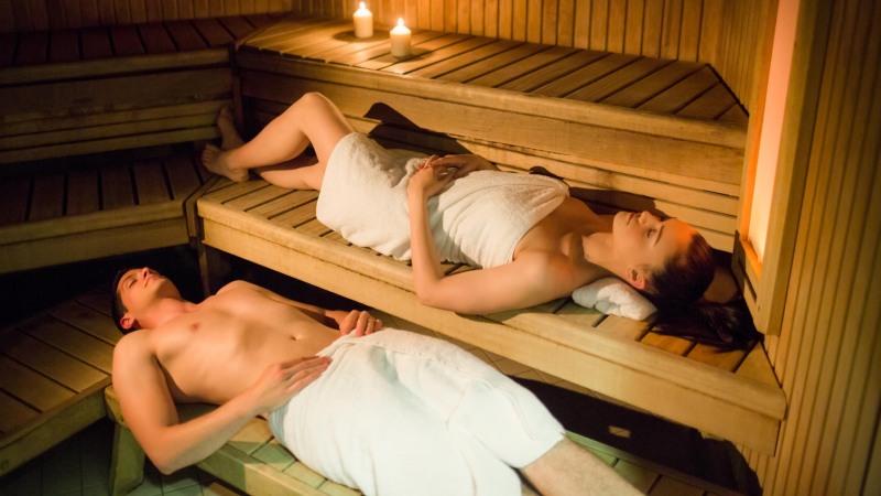 Adult women in the steam room