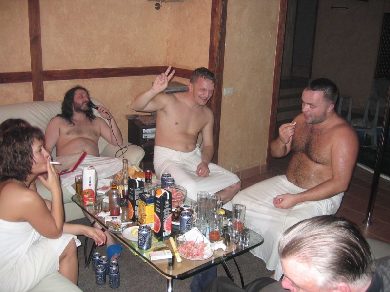 Boys and girls in the saunas