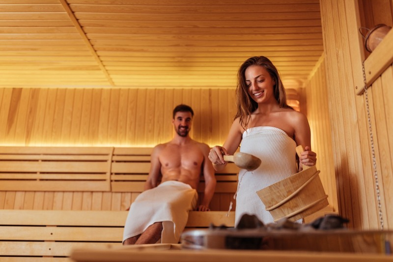 In the steam room of a female bathhouse