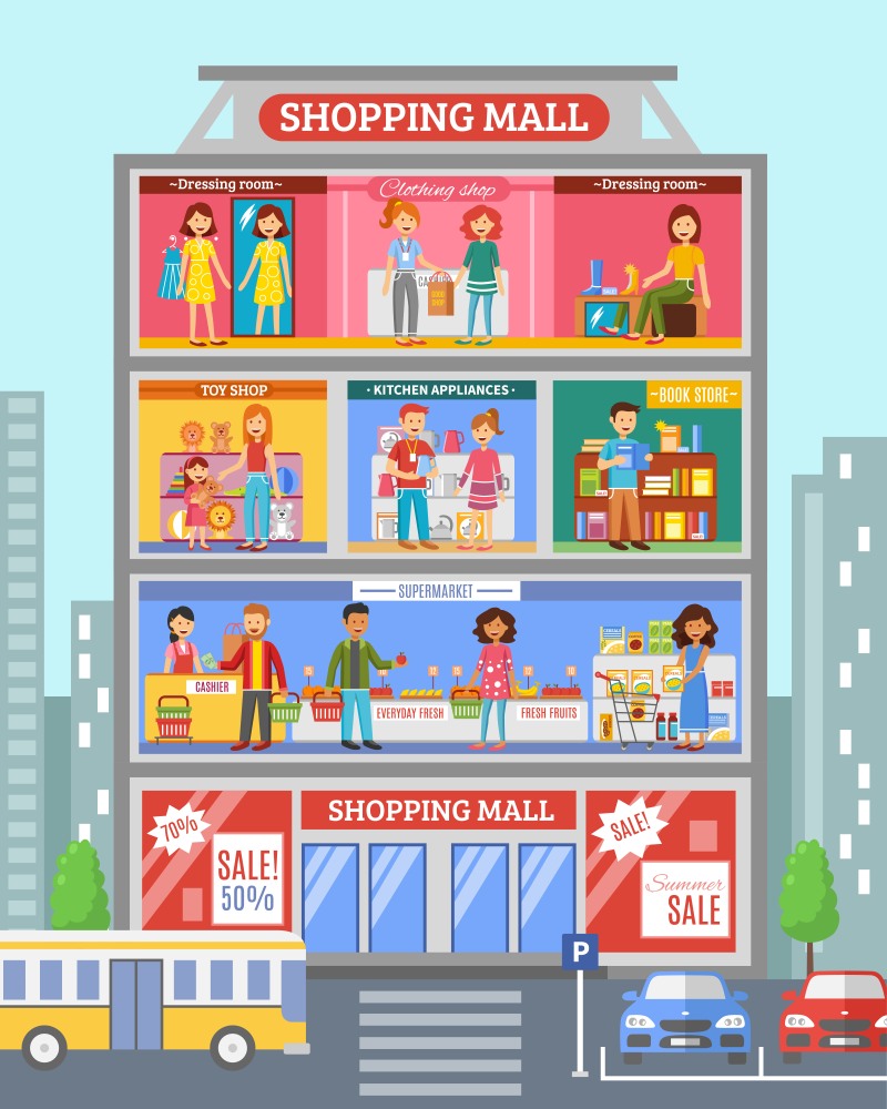 Outdoor advertising on the facade of the building