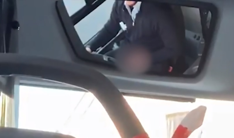 Naked blonde on the bus