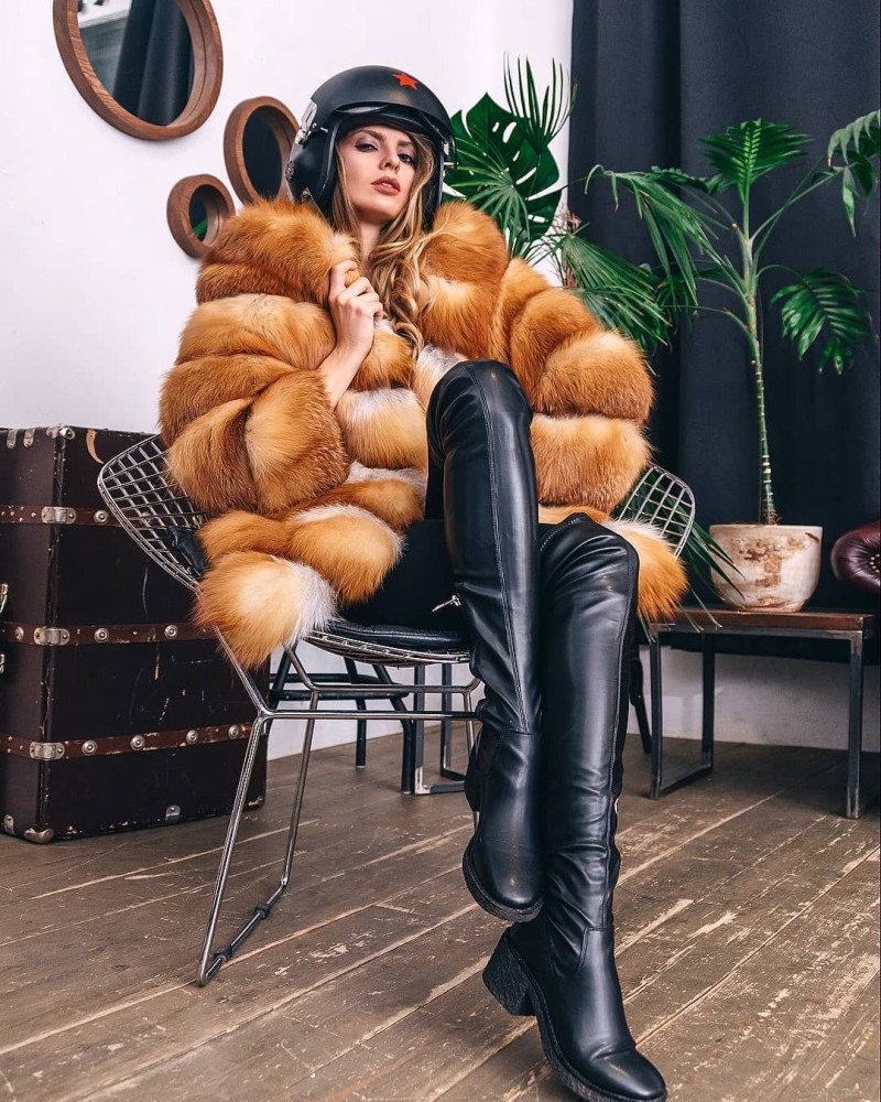 Laura Vartanyan in furs