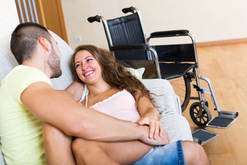 Girl fucks with a disabled person