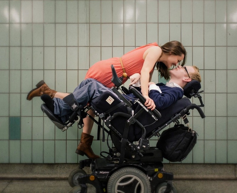 The woman is disabled fat