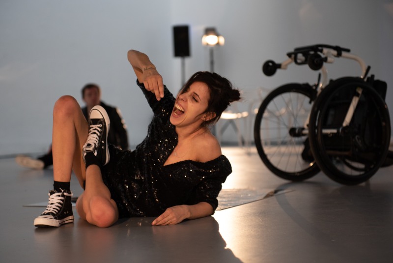 He is showing a film