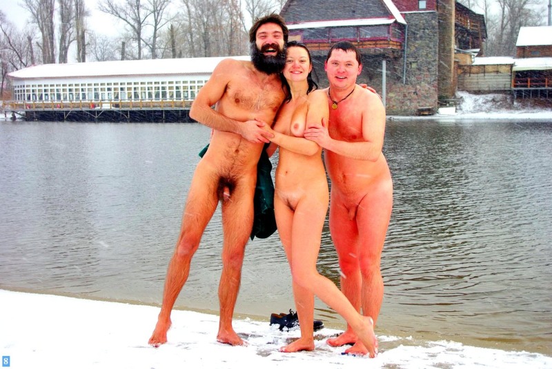 Bathing in the hole naked guys