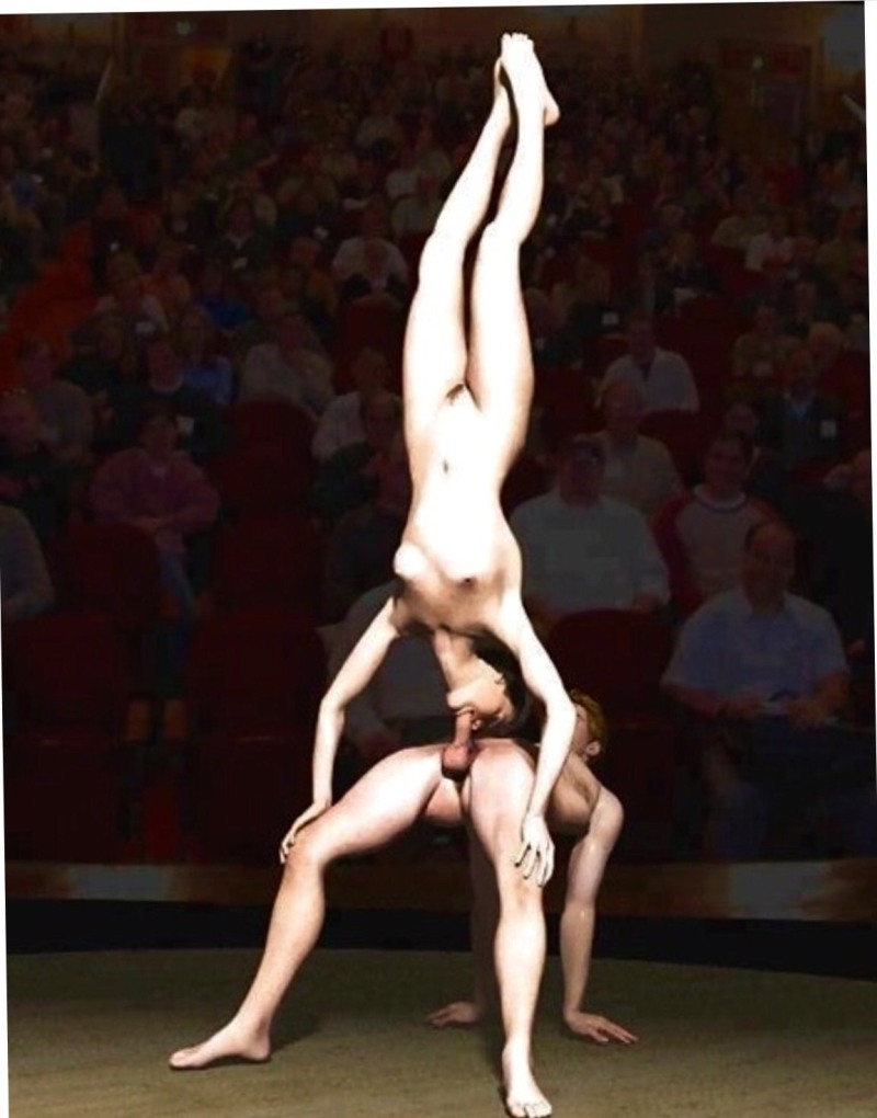 Naked circus acrobats