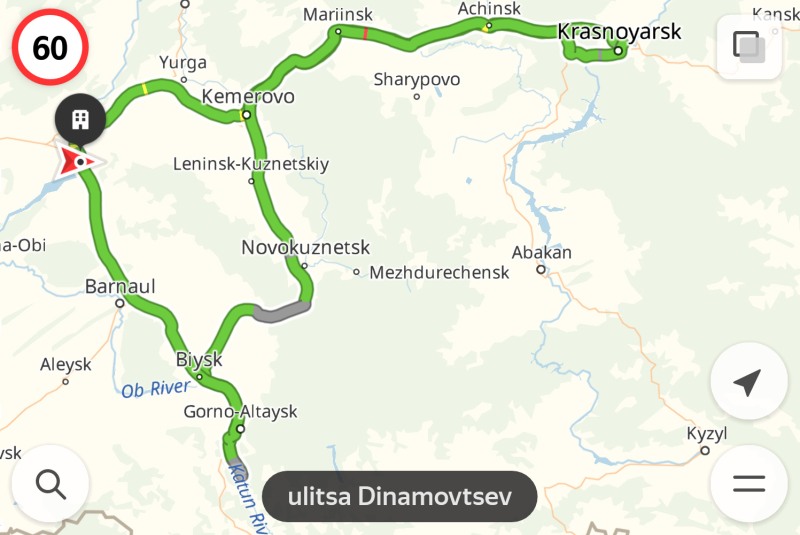 NOVOKUZNETSK BIISK track on the map