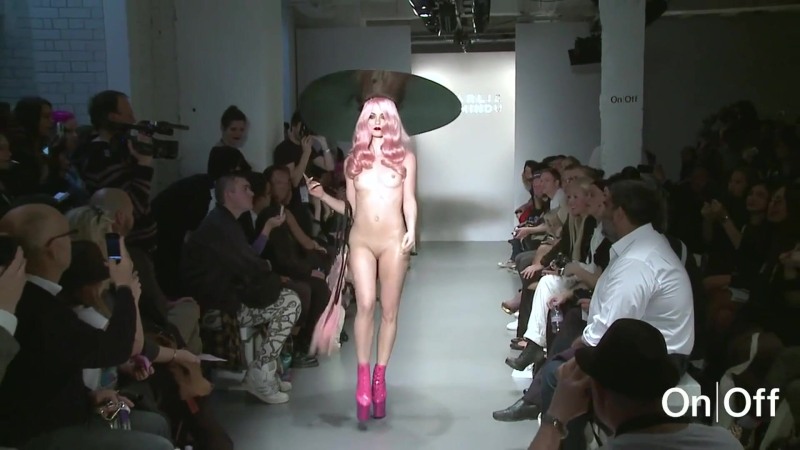 Fashion show of naked men