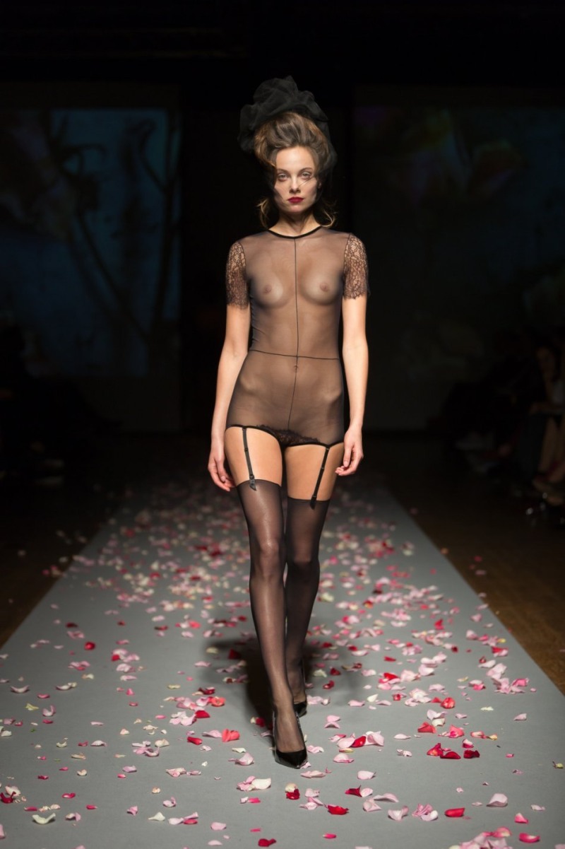 Completely naked on the catwalk