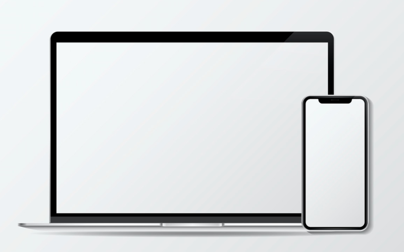 Mokap laptop and smartphone