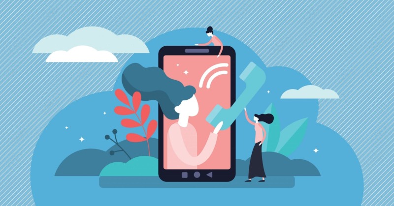 A person with a phone illustration Flat