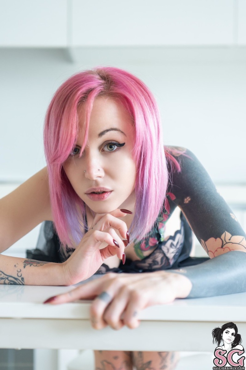 Pornstar with pink hair