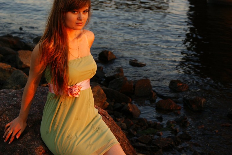 Girl in the field from the back