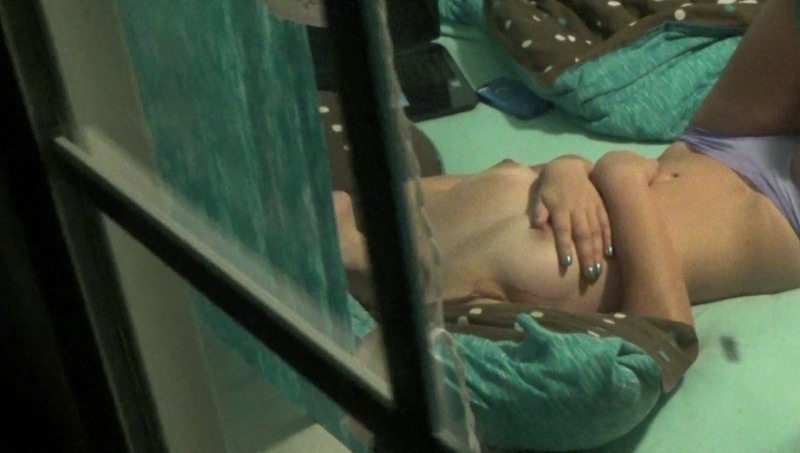 Masturbation of a girl on the balcony