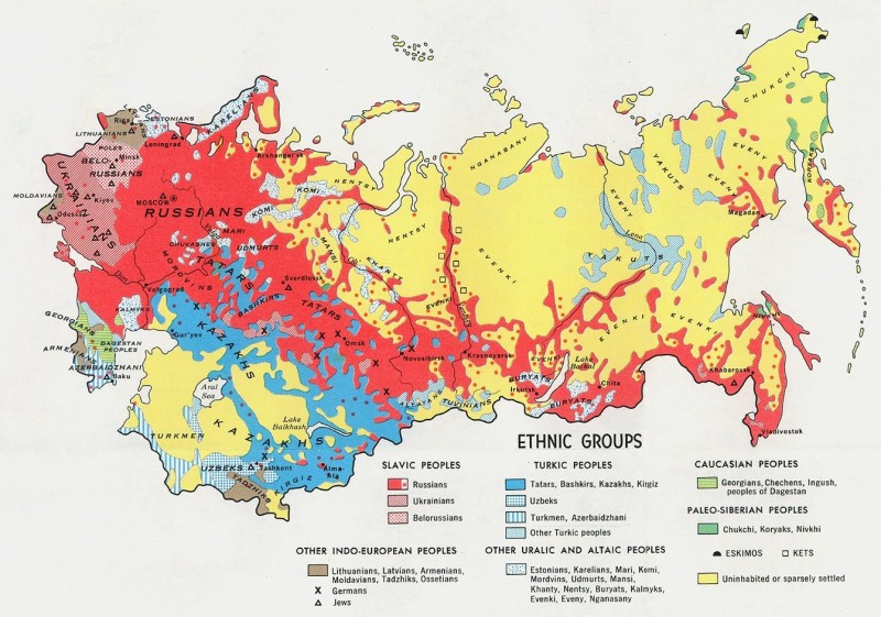 Map of the resettlement of peoples in the USSR