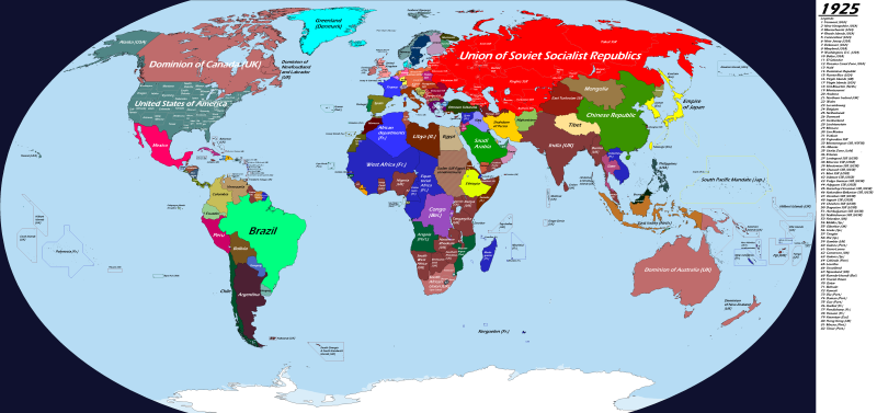 1925 world map