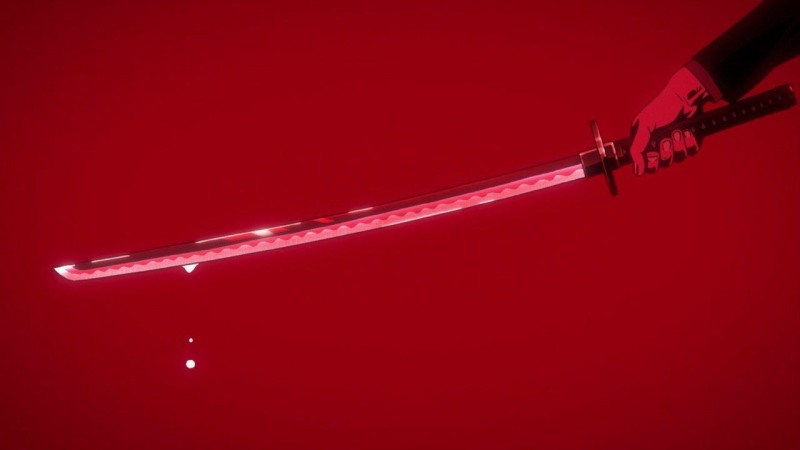 Katana with a red blade