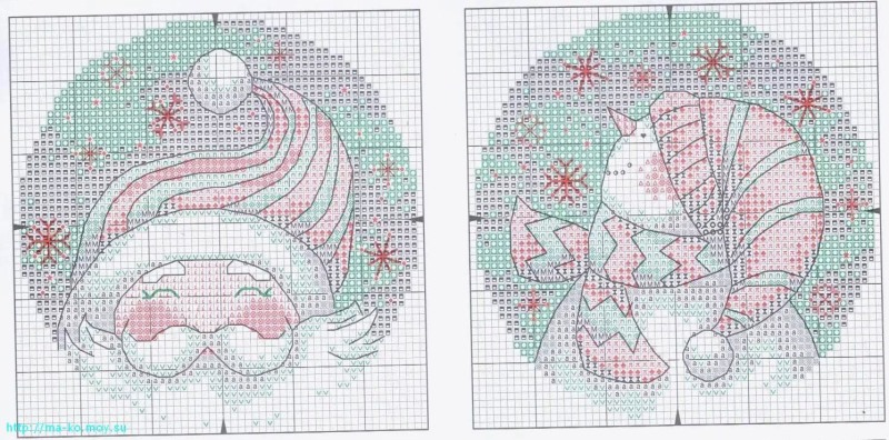 New Year Pinkypes embroidery with a cross circuit
