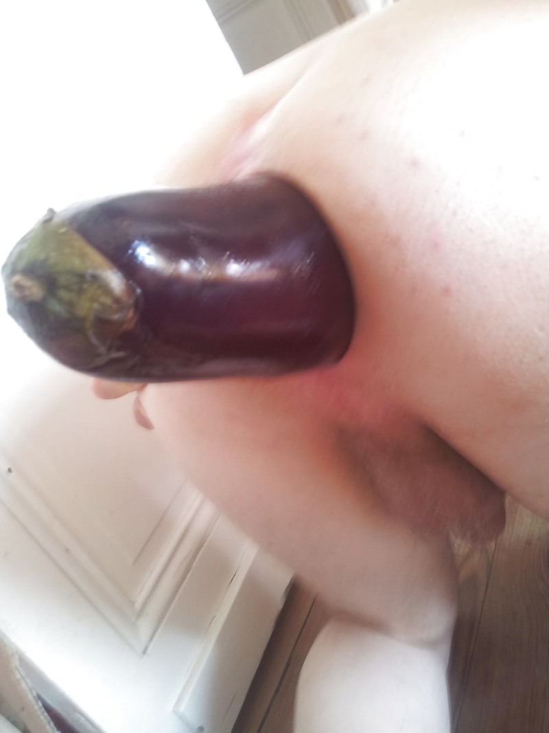 Double penetration with eggplant