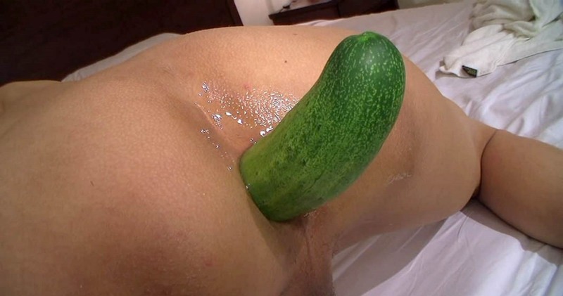 Masturbation of a girl with eggplant