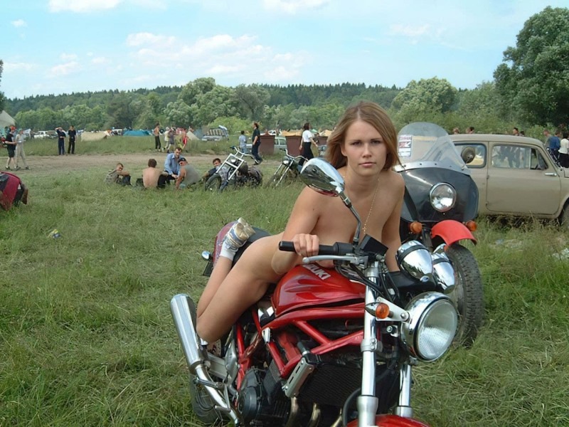 Pornstar with motorcyclist