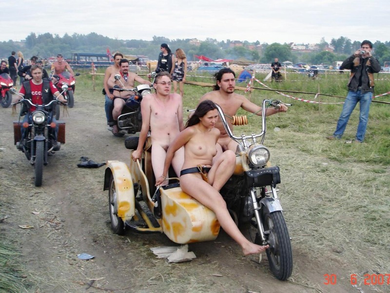 Naked women at the biker festival