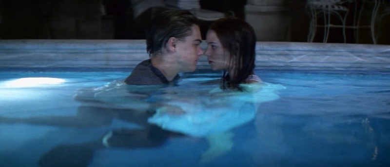 Girls in the pool in swimsuits