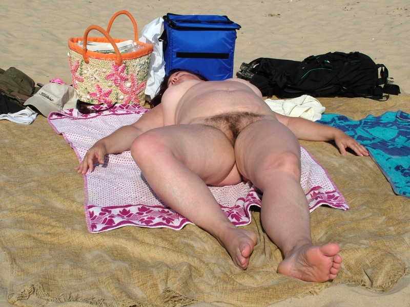Naked mature bbw on the beach