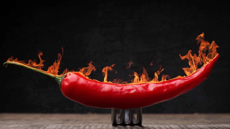 Pepper chili in fire
