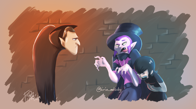 Anime girls on a dark background