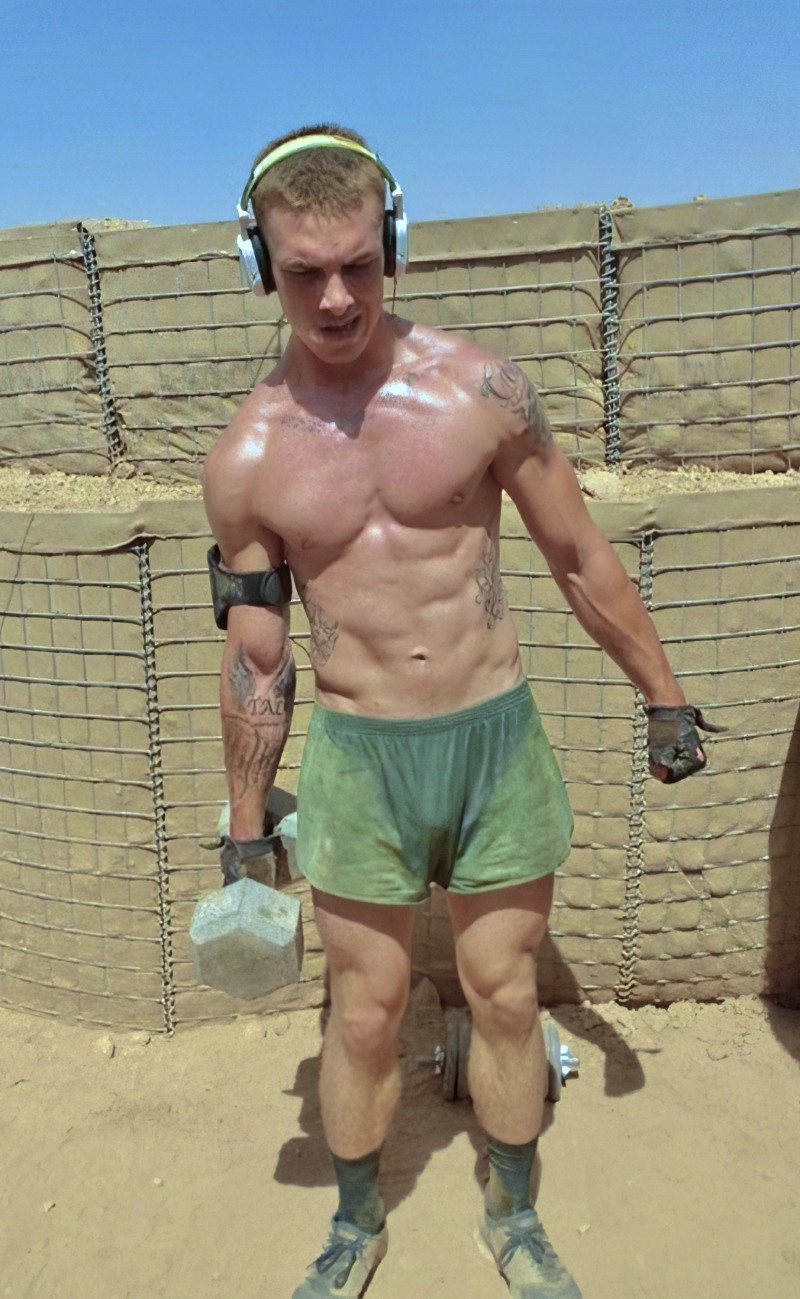 Naked guys in military uniform