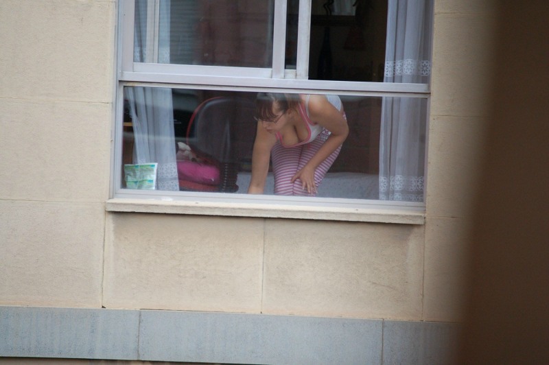 Peeping in the windows naked